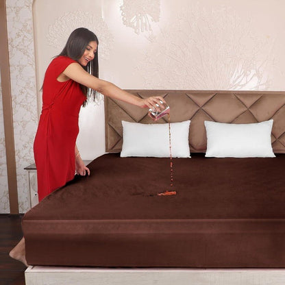 Water Proof - Fleece Mattress Protector (Dark Brown) - Windsorlino.com
