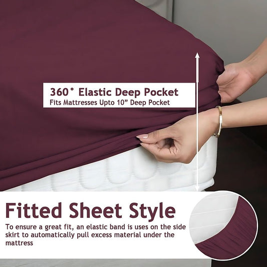 Water Proof - Fleece Mattress Protector (Plum) - Windsorlino.com