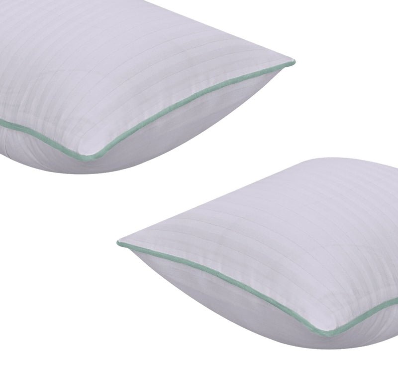 White Stripes (Green Piping) - Cushion Covers Pack of Two - Windsorlino.com