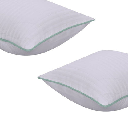 White Stripes (Green Piping) - Cushion Covers Pack of Two - Windsorlino.com