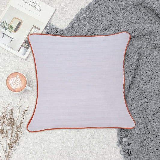 White Stripes (Orange Piping) - Cushion Covers Pack of Two - Windsorlino.com