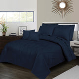 Sammy Cross Pleated Imperial Navy Blue-Bed Set (Luxury)