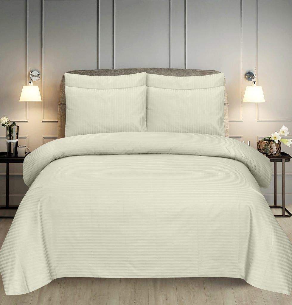 Creamy Crust Stripe Satin-Bed Sheet Set