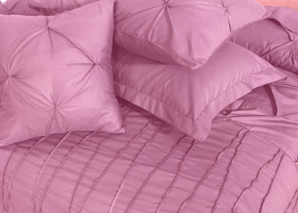 V Pin Tuck Imperial Pink-Bed Set (Luxury)