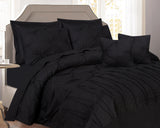 V Pin Tuck Imperial Black-Bed Set (Luxury)