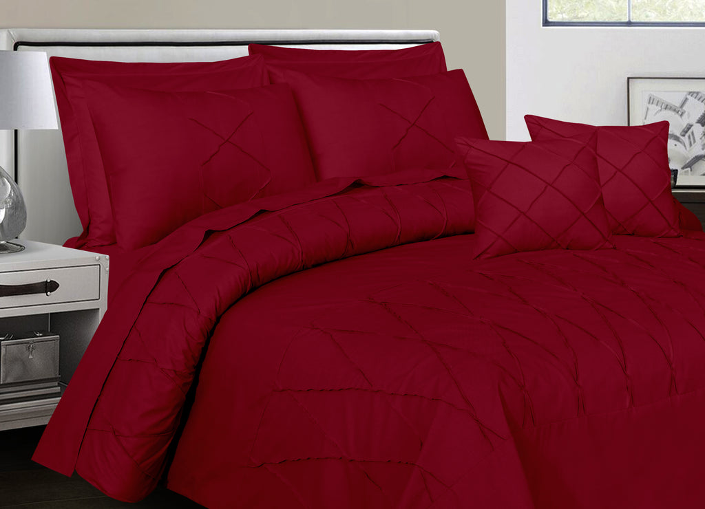 Sammy Cross Pleated Imperial Maroon-Bed Set (Luxury)
