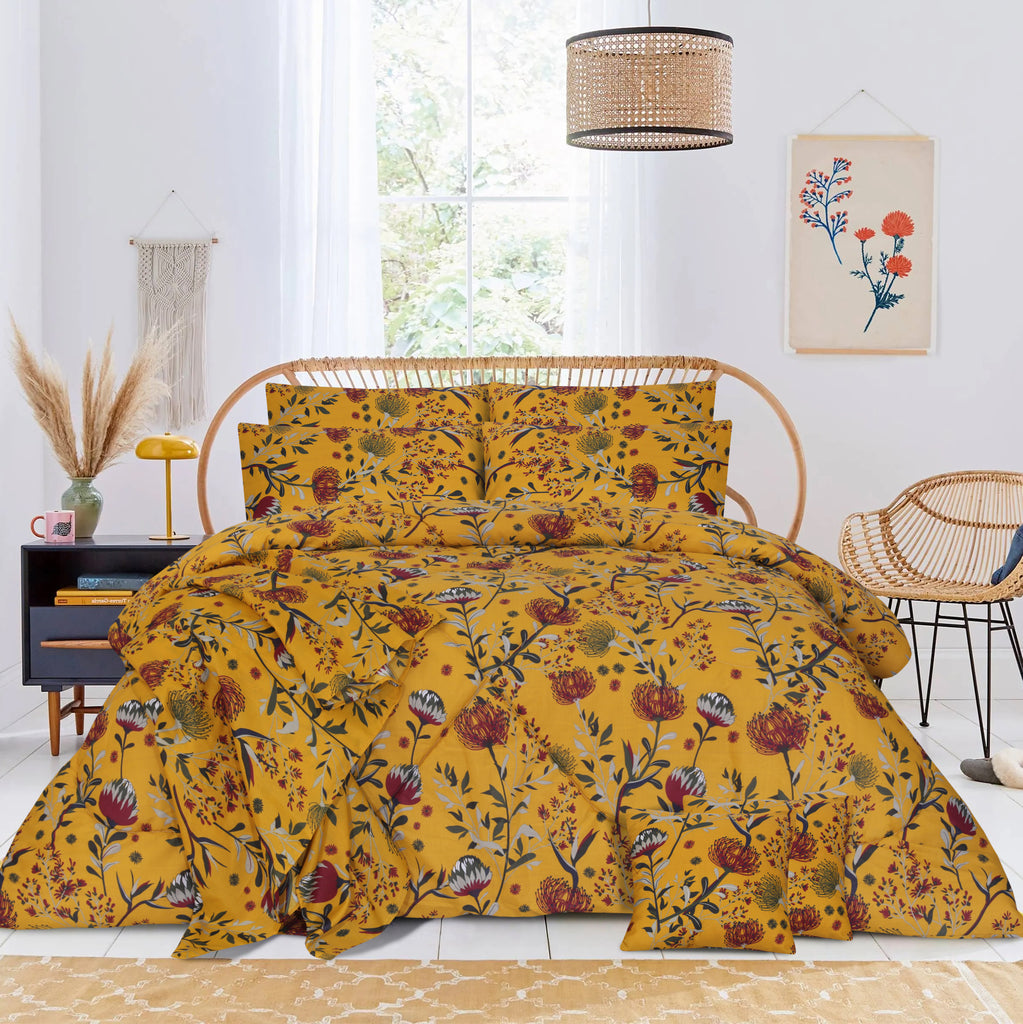 Mustard Floral-Comforter Set