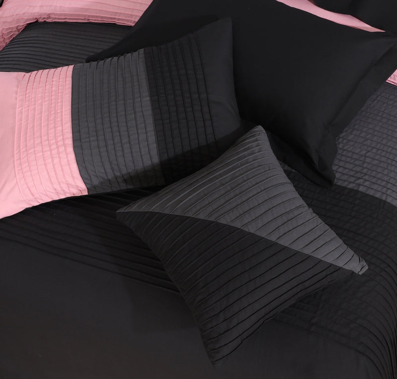 black sheets on bed