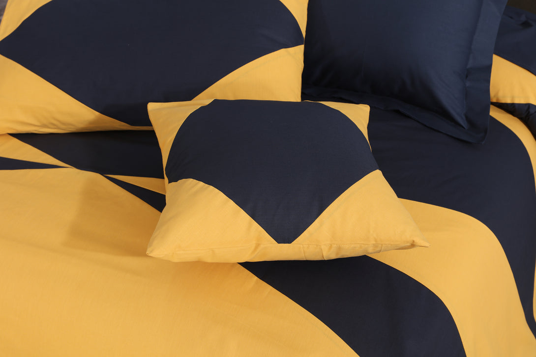 blue yellow sheet bed design