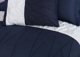 white blue sheet bed design