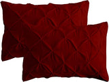 Diamond Pin Tuck (Maroon)-Pack of 2 Pillow Cases