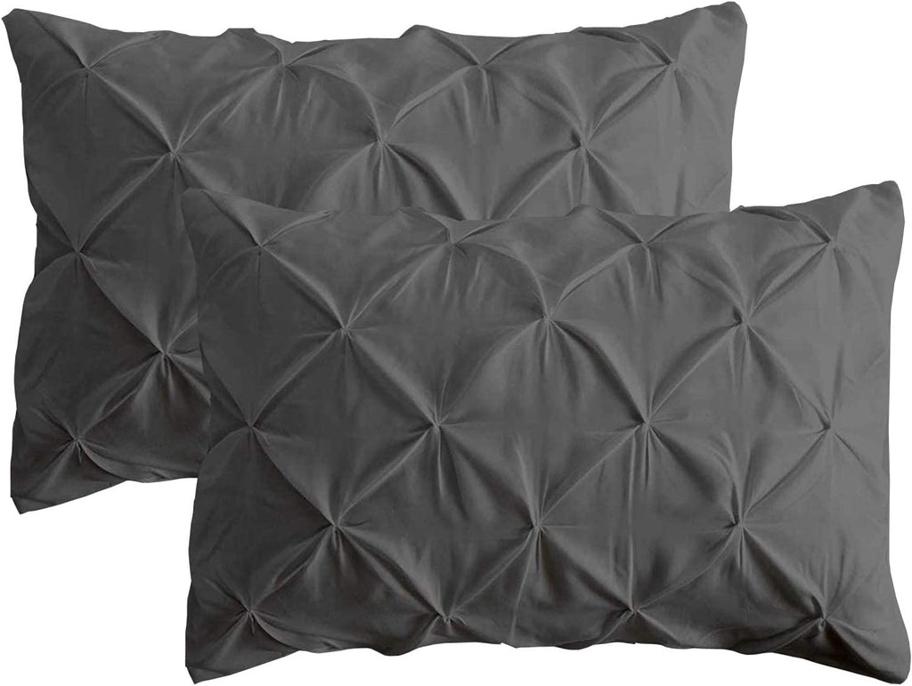 Diamond Pin Tuck (Charcoal Grey)-Pack of 2 Pillow Cases