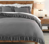 Ruffle Imperial Grey-Bed Set 8 Pcs (Luxury)