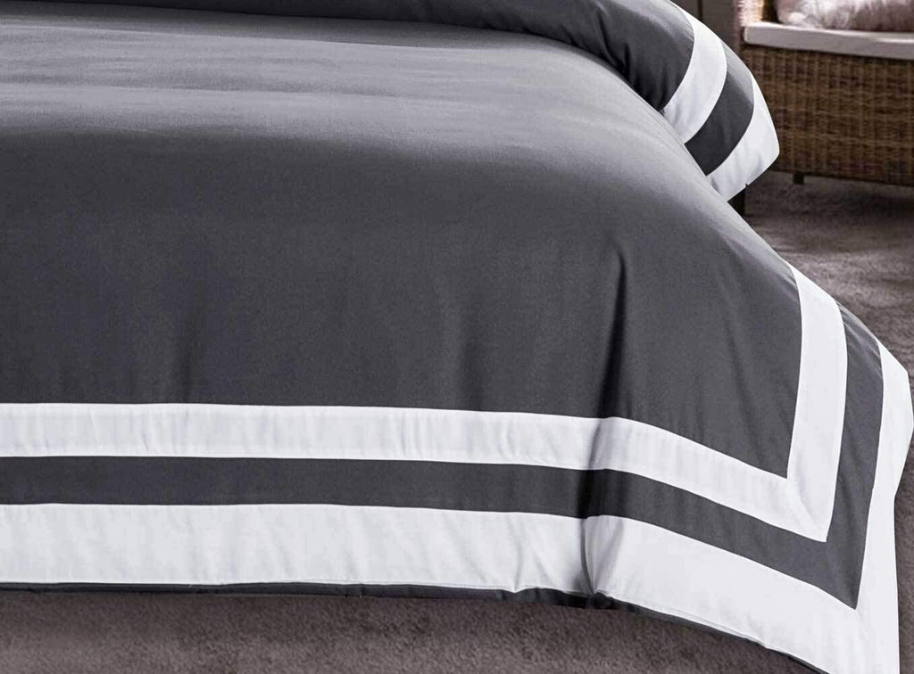 Hudson (White on Grey)-Bed Set 8 Pcs (Luxury)
