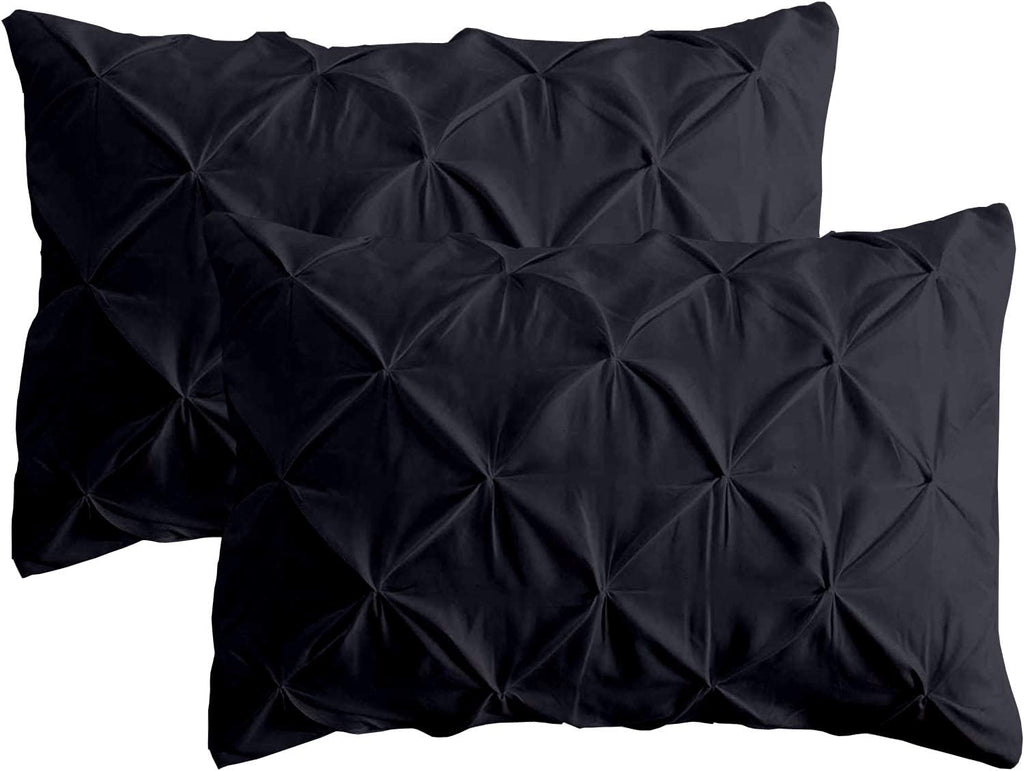 Diamond Pin Tuck (Black)-Pack of 2 Pillow Cases