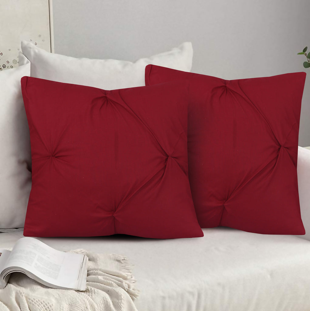 Maroon Pin Tuck-Cushion Covers Pack of Two