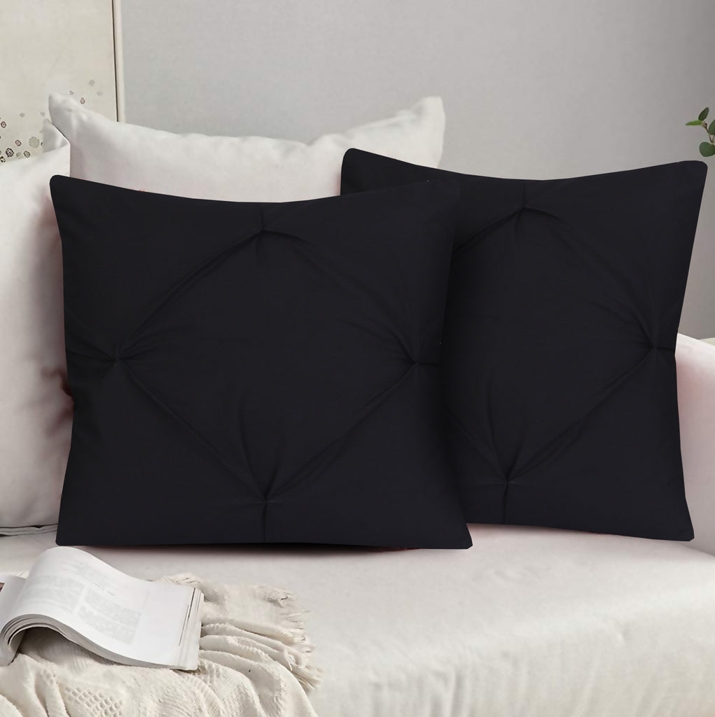 Black Pin Tuck-Cushion Covers Pack of Two