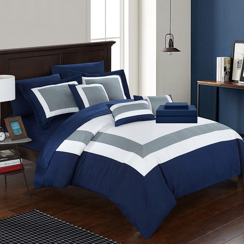 Montrose (Navy)-Bed Set 8 Pcs (Luxury)