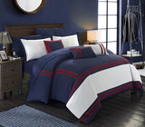 Folwell (White on Navy)-Bed Set 8 Pcs (Luxury)