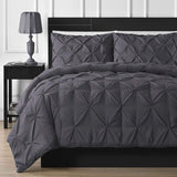 Diamond Pin Tuck Imperial Charcoal Grey-Bed Set 8 Pcs (Luxury)