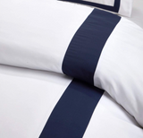 Hudson (Navy on White)-Bed Set 8 Pcs (Luxury)