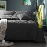 Cross Pleated Imperial Charcoal Grey-Bed Set 8 Pcs (Luxury)