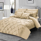 Pin Tuck Pleated Imperial Beige-Bed Set 8 Pcs (Luxury)