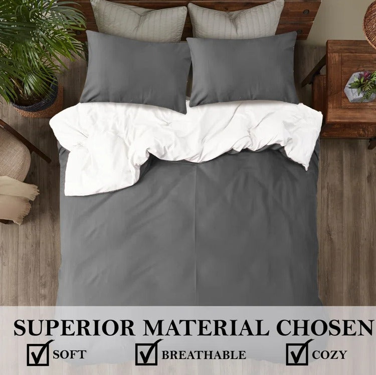 Reversible Grey/White-Bed Set 8 Pcs (Luxury)