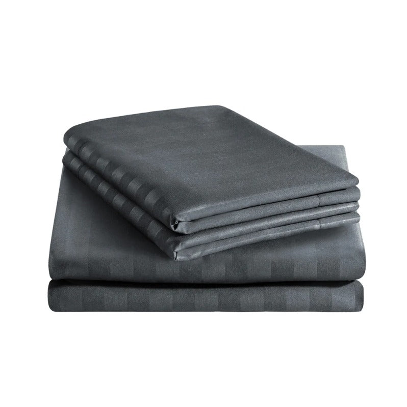 Grey Stripe-Bed Set 6 Pcs (Luxury)