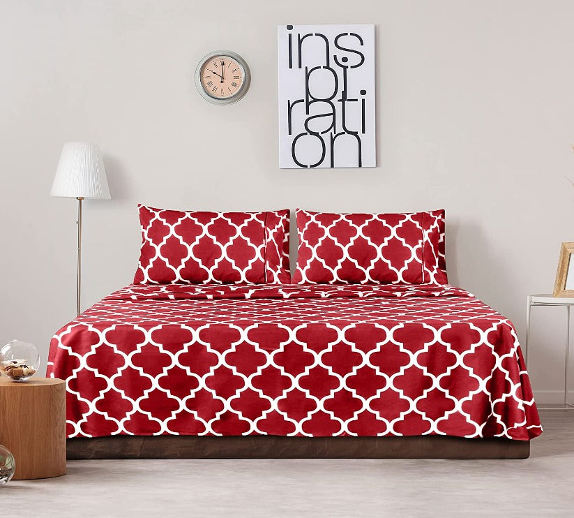 Lintre Maroon-Bed Set