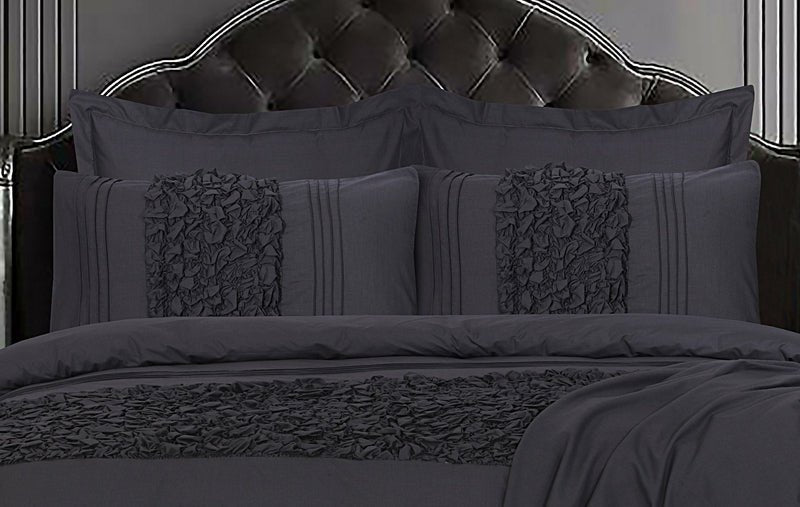 Cuddly Imperial Charcoal Grey - Bed Set 8 Pcs (Luxury) - Windsorlino.com