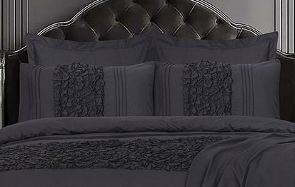 Cuddly Imperial Charcoal Grey - Bed Set 8 Pcs (Luxury) - Windsorlino.com