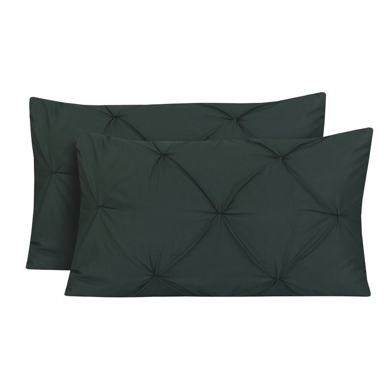 Diamond Pin Tuck (Castleton Green) - Pack of 2 Pillow Cases - Windsorlino.com
