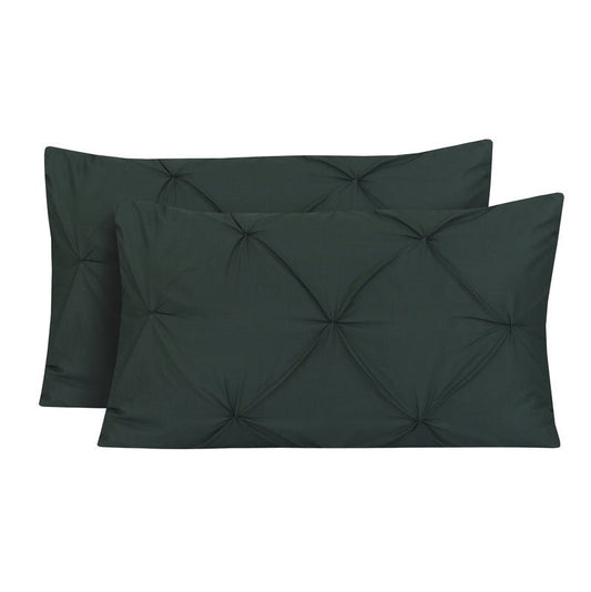 Diamond Pin Tuck (Castleton Green) - Pack of 2 Pillow Cases - Windsorlino.com