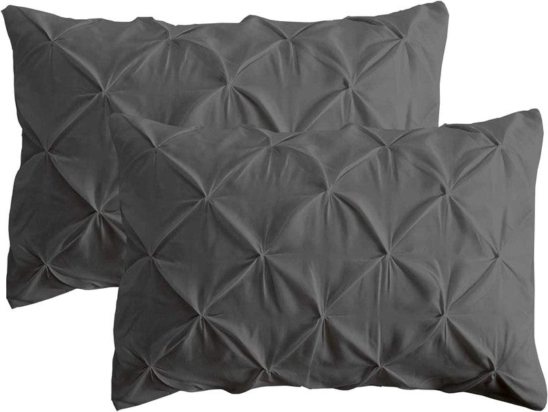 Diamond Pin Tuck (Charcoal Grey) - Pack of 2 Pillow Cases - Windsorlino.com