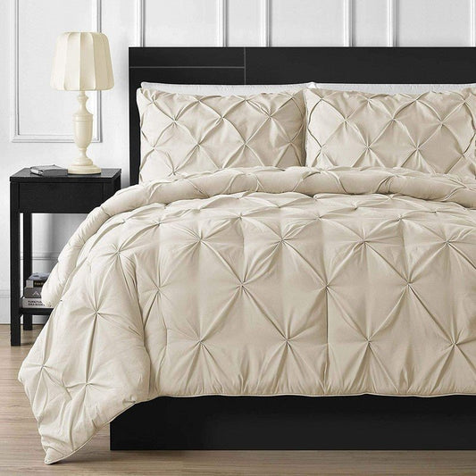 Diamond Pin Tuck Imperial Beige - Bed Set 8 Pcs (Luxury) - Windsorlino.com