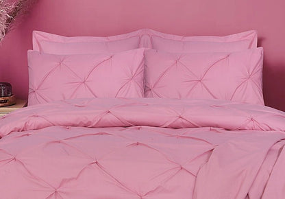 Diamond Pin Tuck Imperial Pink - Bed Set 8 Pcs (Luxury) - Windsorlino.com
