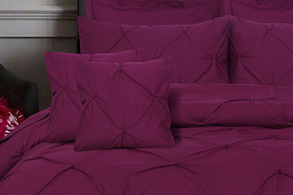 Diamond Pin Tuck Imperial Plum - Bed Set 8 Pcs (Luxury) - Windsorlino.com
