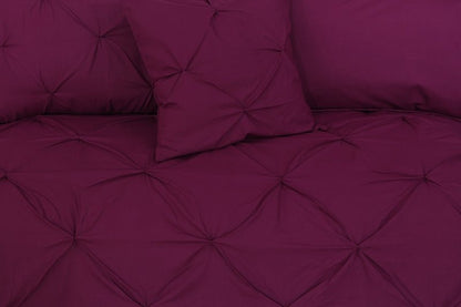 Diamond Pin Tuck Imperial Plum - Bed Set 8 Pcs (Luxury) - Windsorlino.com