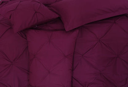 Diamond Pin Tuck Imperial Plum - Bed Set 8 Pcs (Luxury) - Windsorlino.com