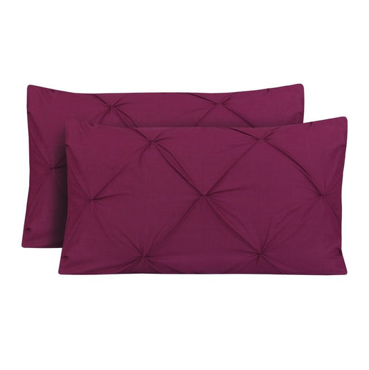 Diamond Pin Tuck (Plum) - Pack of 2 Pillow Cases - Windsorlino.com
