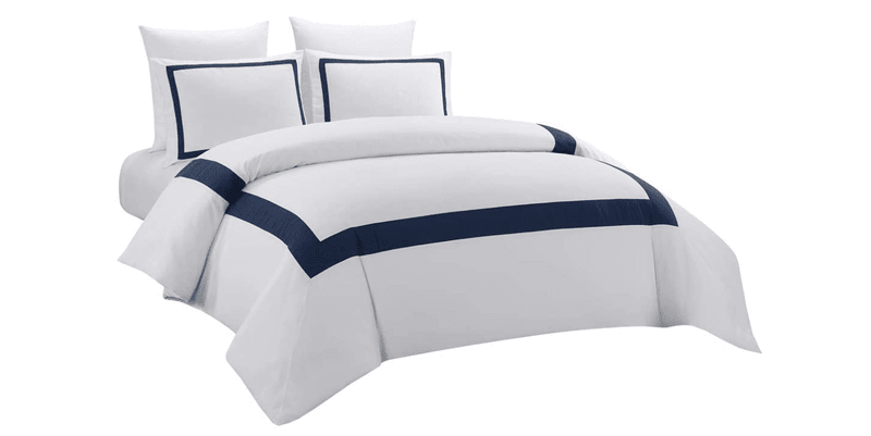 Hudson (Navy on White) - Bed Set 8 Pcs (Luxury) - Windsorlino.com