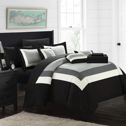 Montrose (Grey on Black) - Bed Set 8 Pcs (Luxury) - Windsorlino.com
