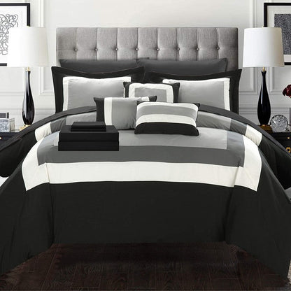 Montrose (Grey on Black) - Bed Set 8 Pcs (Luxury) - Windsorlino.com