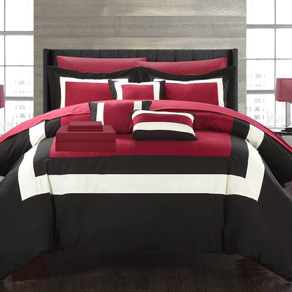 Montrose (Maroon on Black) - Bed Set 8 Pcs (Luxury) - Windsorlino.com