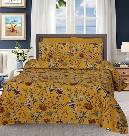 Mustard Floral - Bed Sheet Set - Windsorlino.com