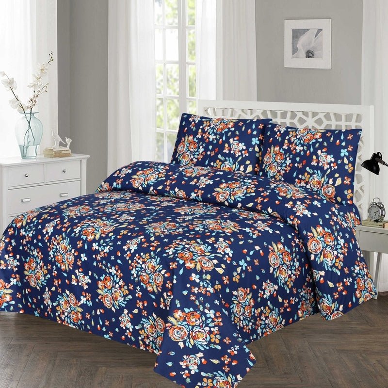Navy Peony - Bed Sheet Set - Windsorlino.com