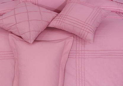 Pin Tuck Pleated Imperial Pink - Bed Set 8 Pcs (Luxury) - Windsorlino.com