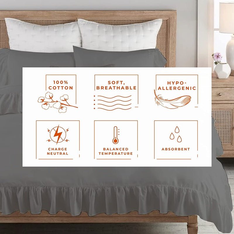 Ruffle Imperial Grey - Bed Set 8 Pcs (Luxury) - Windsorlino.com