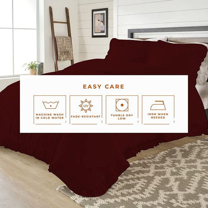Ruffle Imperial Maroon - Bed Set 8 Pcs (Luxury) - Windsorlino.com